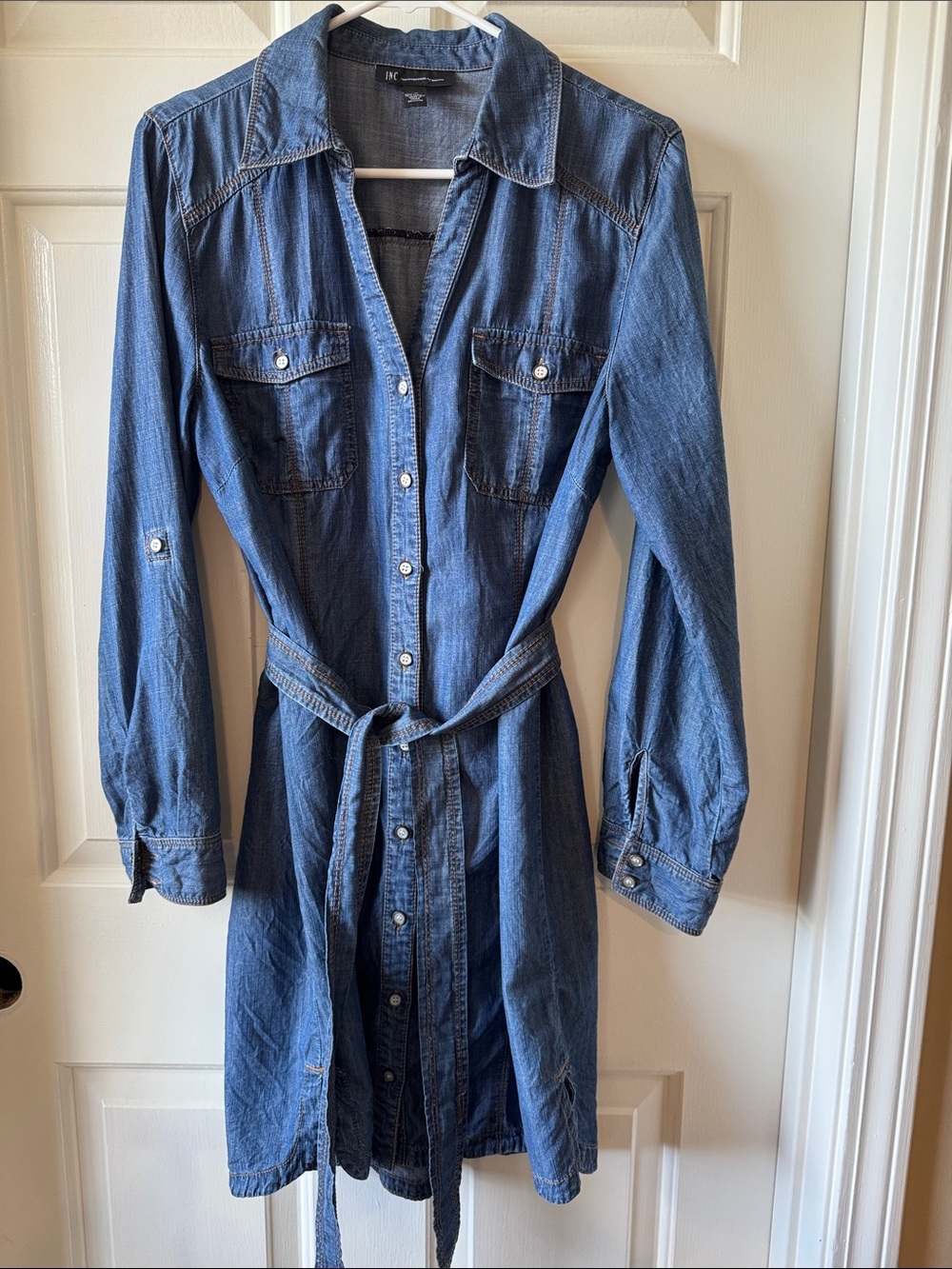 INC International Concepts Denim Blue Shirt Dress